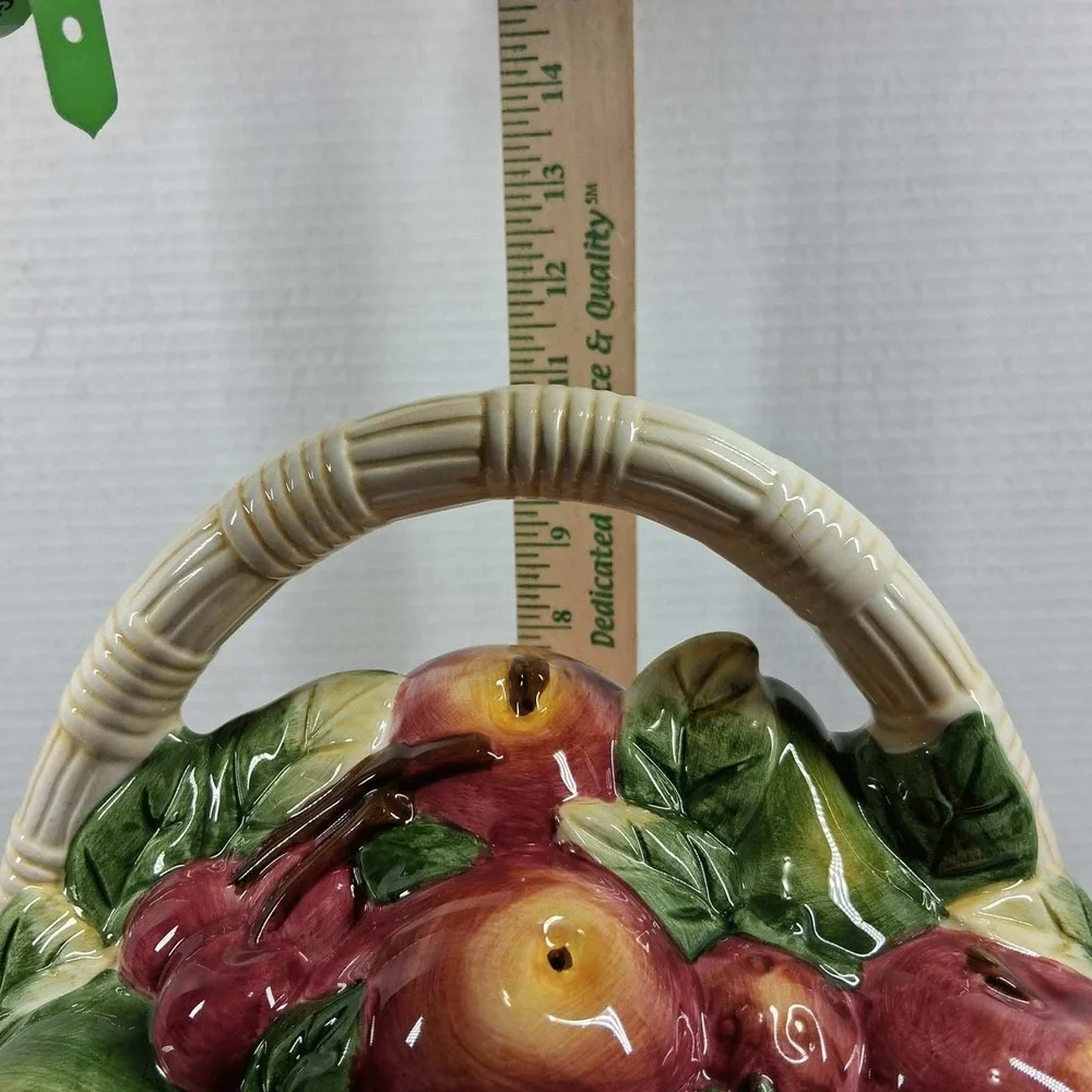 Vtg Certified International Susan Winget Fruit Picnic Basket Ceramic Cookie Jar